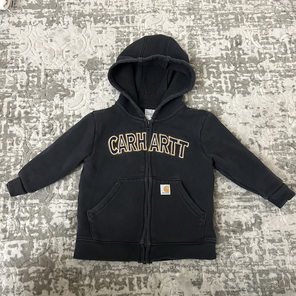 Carhartt Unisex 18 Month Black Embroidered Zip-Up Jacket / Hoodie Long Sleeve